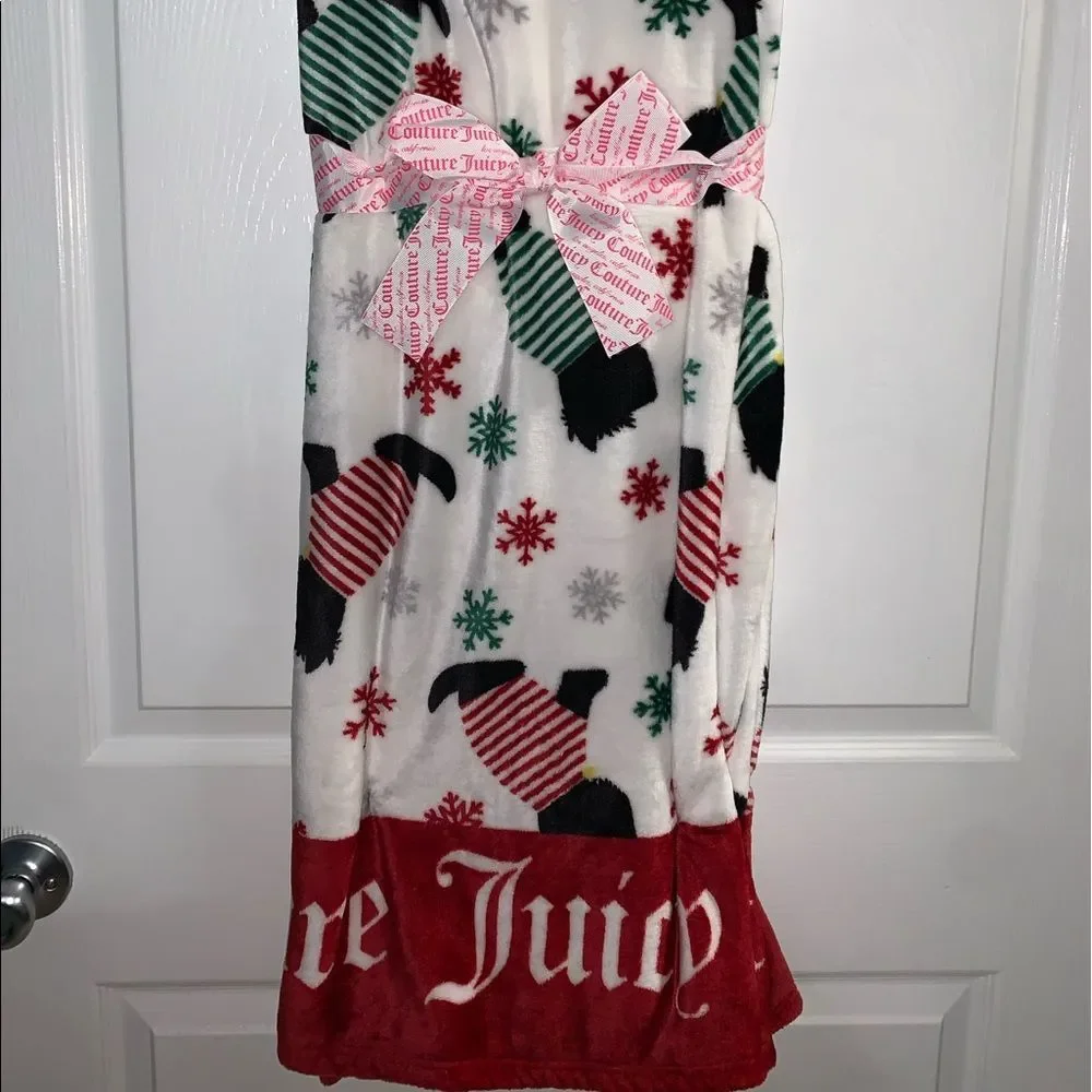 White Christmas Dog Snowflake Juicy Throw Blanket